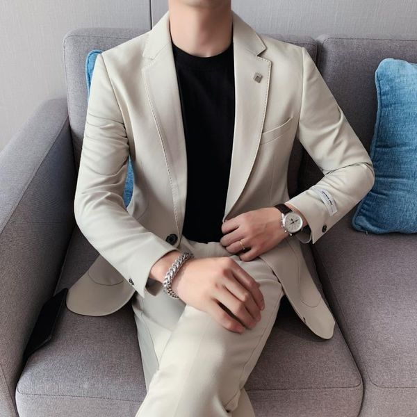 groom's suit korean slim one button solid color formal dress two piece host men's suits & blazers, White;black
groom's suit korean slim one button solid color formal dress two piece host men's suits & blazers, White;black