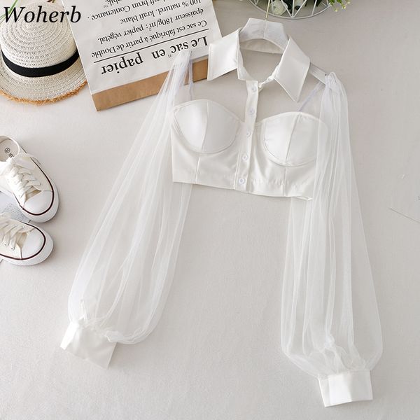 woherb lady chic women blouses halter backless shirts blusas mujer de moda gauze patchwork lantern sleeve blouse crop, White
woherb lady chic women blouses halter backless shirts blusas mujer de moda gauze patchwork lantern sleeve blouse crop, White