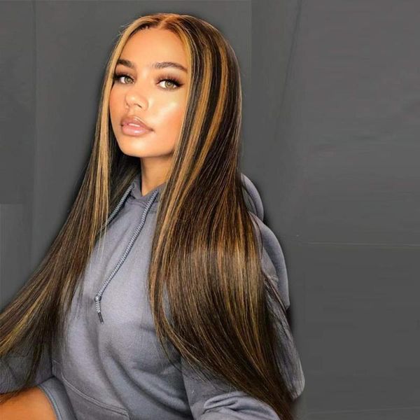 long straight highlights wig small lace front synthetic wigs for women blonde brown mixed hair natural looking, Black
long straight highlights wig small lace front synthetic wigs for women blonde brown mixed hair natural looking, Black