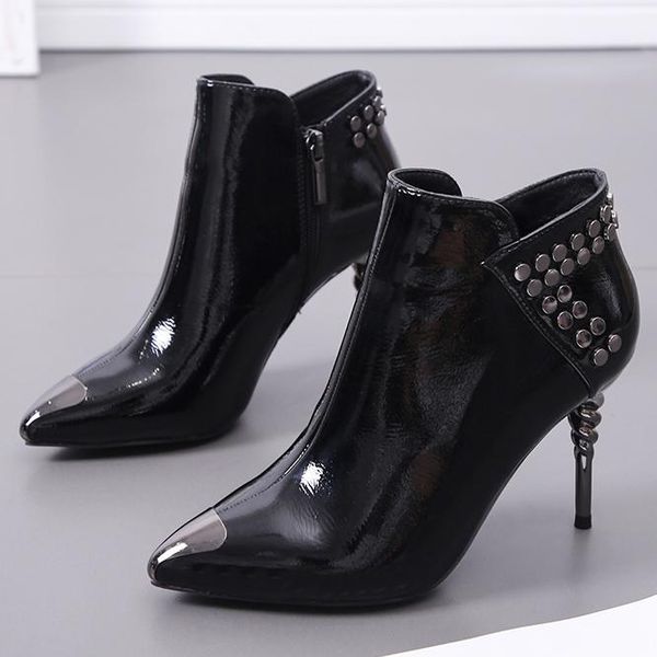 boots women pointed toe high thin heels motorcycle autumn zipper solid ankle fashion shoes large size k0091, Black
boots women pointed toe high thin heels motorcycle autumn zipper solid ankle fashion shoes large size k0091, Black
