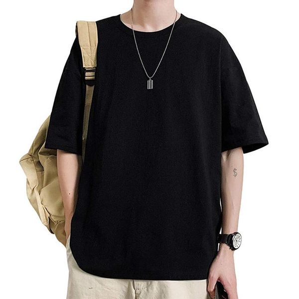 men's t-shirts streetwear men solid cotton plus size short sleeve loose summer fashion casual korean mens clothes 2021, White;black
men's t-shirts streetwear men solid cotton plus size short sleeve loose summer fashion casual korean mens clothes 2021, White;black