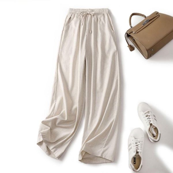 women's pants & capris women cotton linen casual wide leg 2021 autumn simple style solid color elastic waist loose ladies trousers s182, Black;white
women's pants & capris women cotton linen casual wide leg 2021 autumn simple style solid color elastic waist loose ladies trousers s182, Black;white
