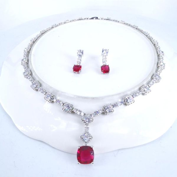 earrings & necklace 2021 fashion vintage red blue square cz zircon earring set wedding bride banquet dressing jewelry, Silver
earrings & necklace 2021 fashion vintage red blue square cz zircon earring set wedding bride banquet dressing jewelry, Silver