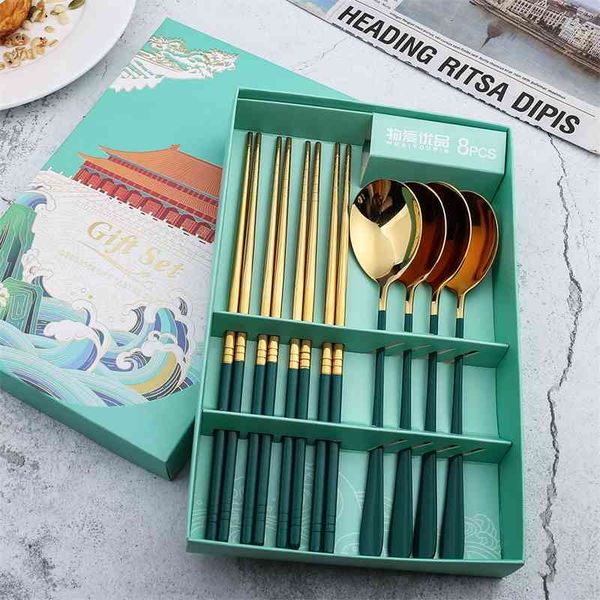 v304 stainless steel tableware korean spoon chopsticks eight piece set national style gift box
v304 stainless steel tableware korean spoon chopsticks eight piece set national style gift box