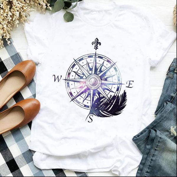 90s compass wonder travel fashion women t shirts cute print casual tee clothes graphic, White
90s compass wonder travel fashion women t shirts cute print casual tee clothes graphic, White