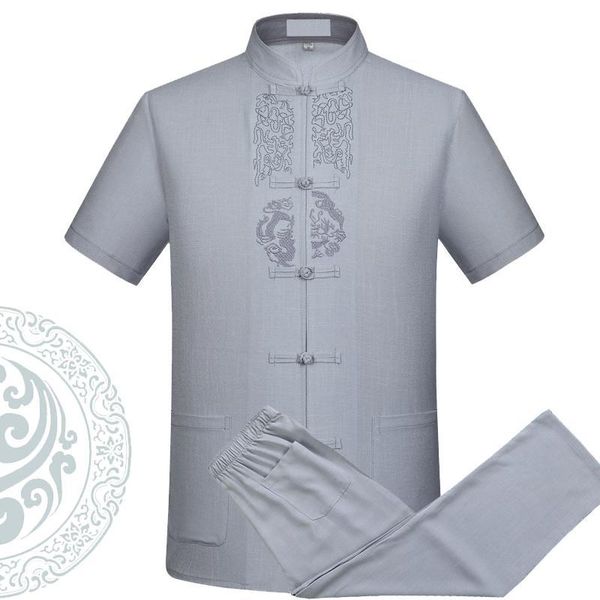 men's tracksuits cotton linen short sleeve tang suit casual loose wu shu clothing traditional chinese embroider tai chi sets plus size, Gray
men's tracksuits cotton linen short sleeve tang suit casual loose wu shu clothing traditional chinese embroider tai chi sets plus size, Gray