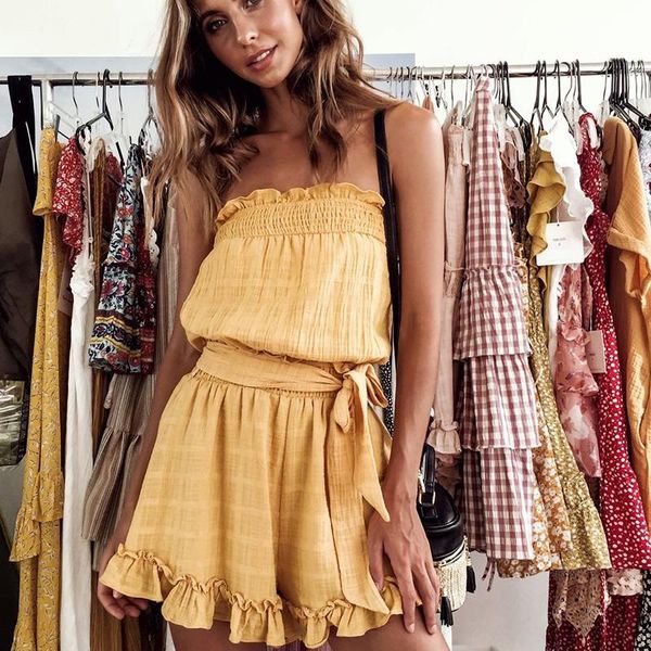 women's jumpsuits & rompers womens jumpsuit summer casual beach linen short playsuit 2021 strapless self tie ruffle romper women overal, Black;white
women's jumpsuits & rompers womens jumpsuit summer casual beach linen short playsuit 2021 strapless self tie ruffle romper women overal, Black;white