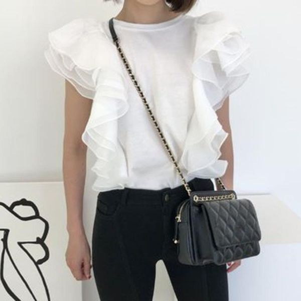women's t-shirt korean fashion women solid white t shirts 2021 summer loose design ruffled chiffon stitch sleeveless casual top
women's t-shirt korean fashion women solid white t shirts 2021 summer loose design ruffled chiffon stitch sleeveless casual top