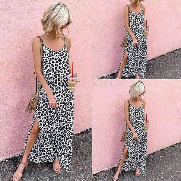 casual loose leopard print women dress halter sleeveless plus size summer split daily, Black;gray
casual loose leopard print women dress halter sleeveless plus size summer split daily, Black;gray
