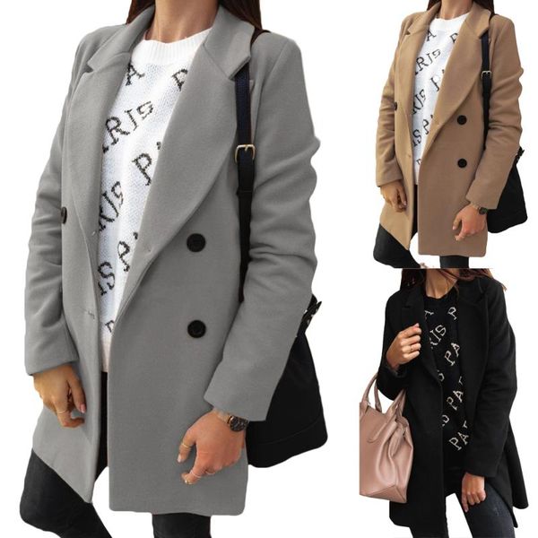 women's wool & blends women long sleeve solid overcoat turn-down collar coat ladies jacket casual work party coats fashion outwear, Black
women's wool & blends women long sleeve solid overcoat turn-down collar coat ladies jacket casual work party coats fashion outwear, Black