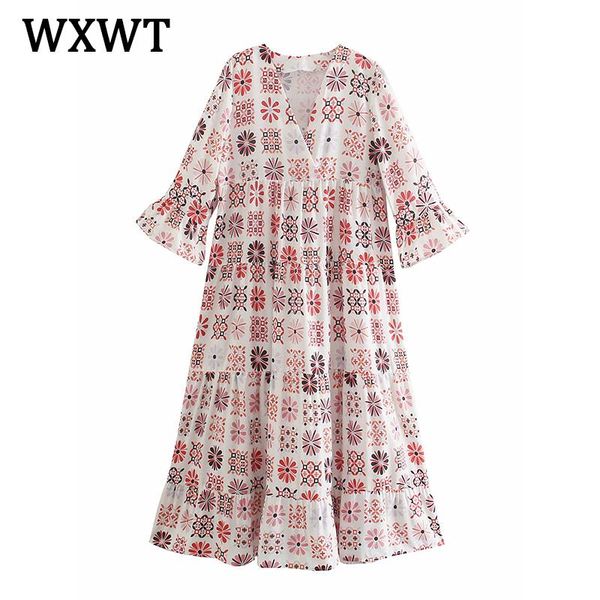 summer women flared sleeves vacation print long dress v neck female loose vestidos mujer wwj6913 casual dresses, Black;gray
summer women flared sleeves vacation print long dress v neck female loose vestidos mujer wwj6913 casual dresses, Black;gray