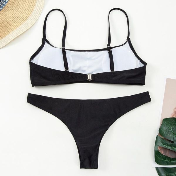 women's swimwear women push up bra low waist thongs solid color bikini set triangle swimsuit, White;black
women's swimwear women push up bra low waist thongs solid color bikini set triangle swimsuit, White;black