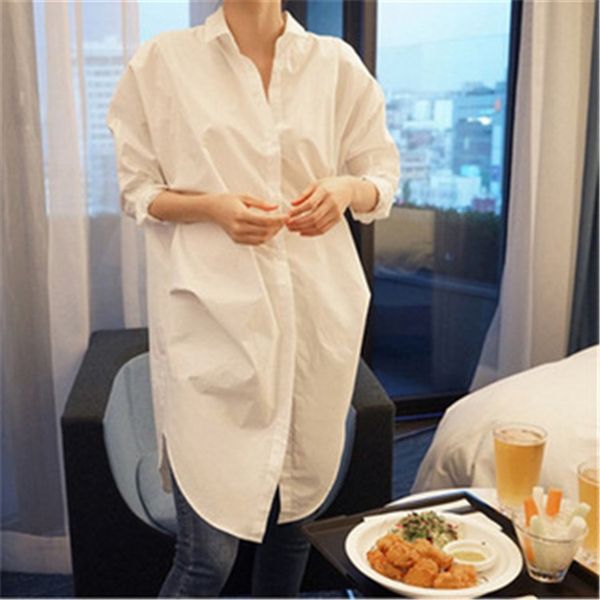 solid loose slim medium long plus size full shirt turn down collar blouse women 210421, White
solid loose slim medium long plus size full shirt turn down collar blouse women 210421, White