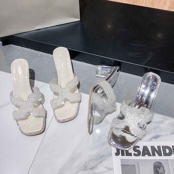 dress shoes ladies high-heeled slippers for outer wear 2021 summer pearl transparent crystal heel sandals and, Black
dress shoes ladies high-heeled slippers for outer wear 2021 summer pearl transparent crystal heel sandals and, Black