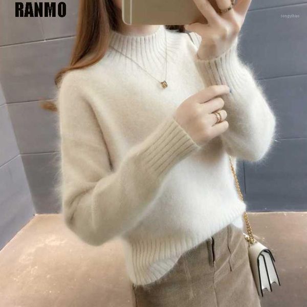 women's sweaters ranmo mohair half high neck women autumn winter jumper knitted female sweet slim soft warm pullovers 2021, White;black
women's sweaters ranmo mohair half high neck women autumn winter jumper knitted female sweet slim soft warm pullovers 2021, White;black