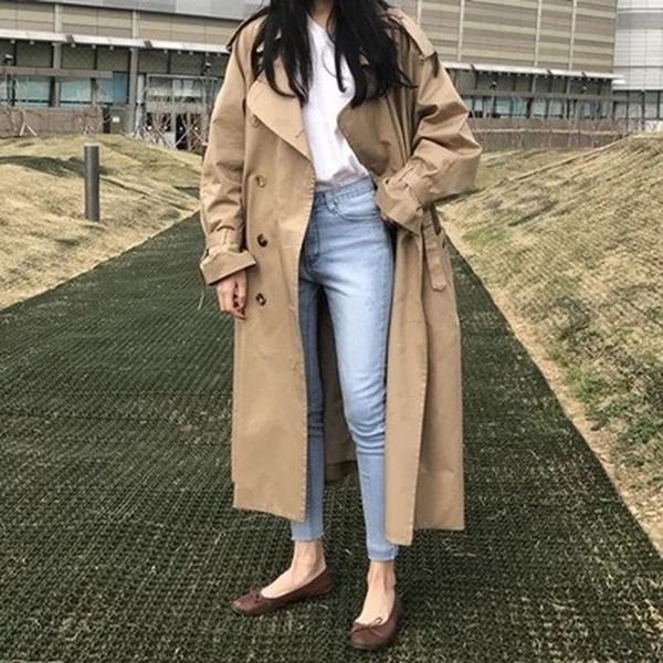 women's trench coats windbreaker autumn coat oversize super loose double breasted medium and long slim work, Tan;black
women's trench coats windbreaker autumn coat oversize super loose double breasted medium and long slim work, Tan;black