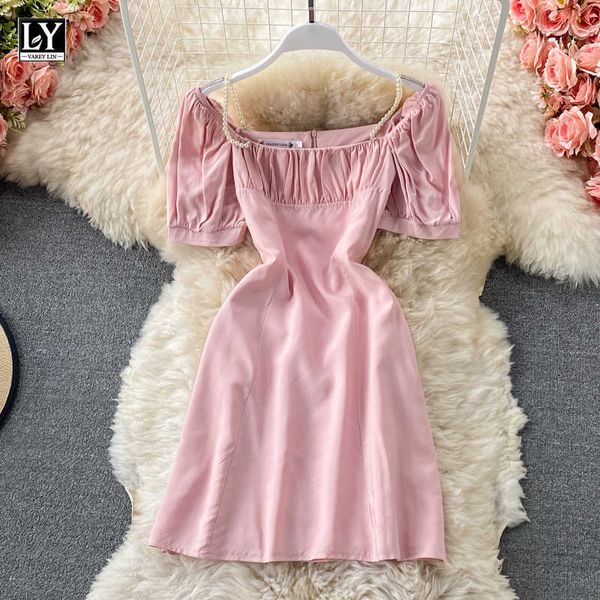 ly varey lin summer women sweet square collar solid color high waist dresses casual puff sleeve slim a-line female 210526, Black;gray
ly varey lin summer women sweet square collar solid color high waist dresses casual puff sleeve slim a-line female 210526, Black;gray