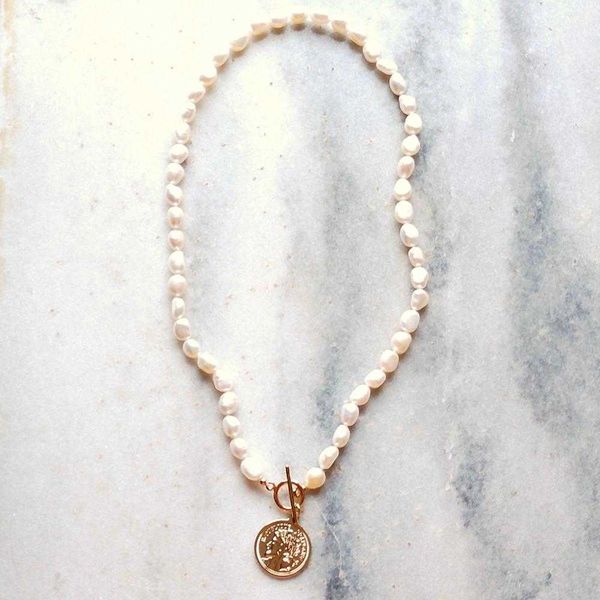 liiji unique white baroque pearl necklace gold color fashion style coin charm choker necklace 45cm for women girl jewelry gift x0707, Silver
liiji unique white baroque pearl necklace gold color fashion style coin charm choker necklace 45cm for women girl jewelry gift x0707, Silver