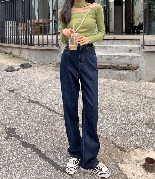 women's jeans dark blue salt fried street high waist versatile straight pants autumn wide leg floor women
women's jeans dark blue salt fried street high waist versatile straight pants autumn wide leg floor women