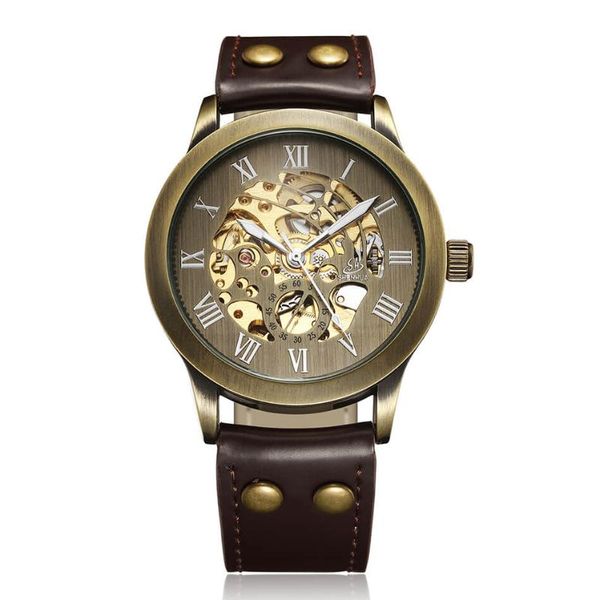 wristwatches mens retro skeleton automatic mechanical watch steampunk men leather strap vintage self winding wrist watches, Slivery;brown
wristwatches mens retro skeleton automatic mechanical watch steampunk men leather strap vintage self winding wrist watches, Slivery;brown