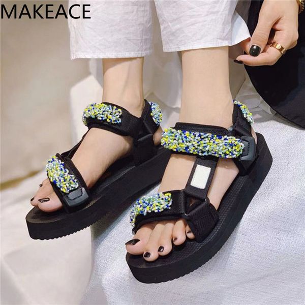 official website 70% off outlet new flat thick sole casual sandals summer soft real leather magic tape platform sandalias women comfortable, Black
official website 70% off outlet new flat thick sole casual sandals summer soft real leather magic tape platform sandalias women comfortable, Black
