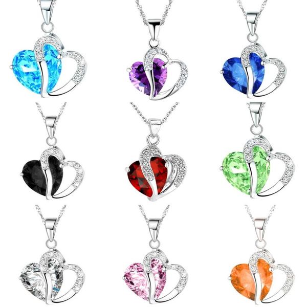 pendant necklaces original solid silvery chain choker necklace luxury crystal cz double love heart women party jewelry gifts, Silver
pendant necklaces original solid silvery chain choker necklace luxury crystal cz double love heart women party jewelry gifts, Silver