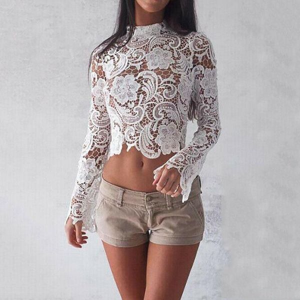 fashion women summer long sleeve blouse casual shirt lace hollow out blusa brand 2021 women's blouses & shirts, White
fashion women summer long sleeve blouse casual shirt lace hollow out blusa brand 2021 women's blouses & shirts, White