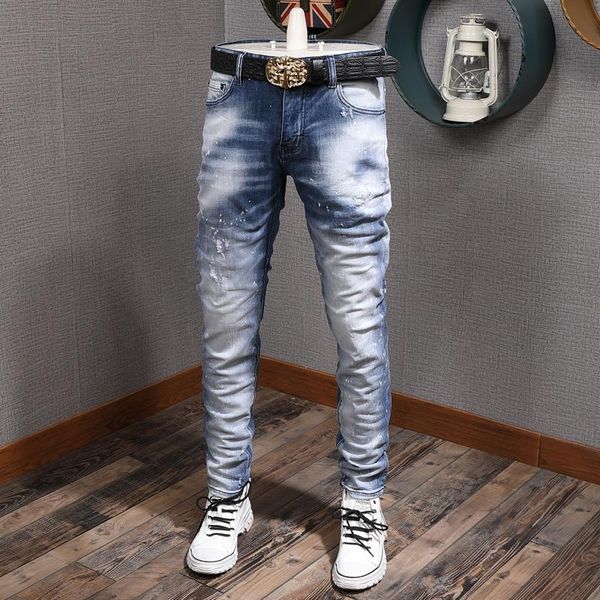 men's jeans italian brand fashion men retro light gray blue slim fit ripped plain distressed wash designer denim punk pants
men's jeans italian brand fashion men retro light gray blue slim fit ripped plain distressed wash designer denim punk pants