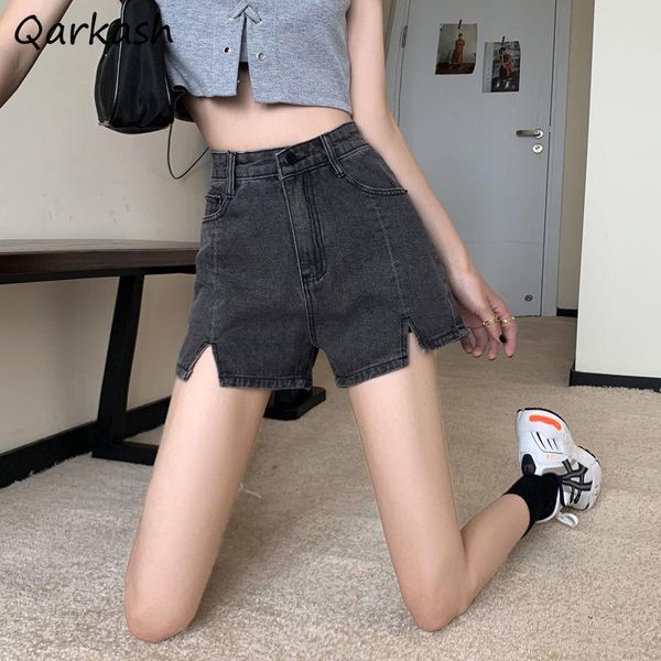 women's shorts denim women summer high waist split pure color vintage college minimalist korean style classic street femme trendy, White;black
women's shorts denim women summer high waist split pure color vintage college minimalist korean style classic street femme trendy, White;black