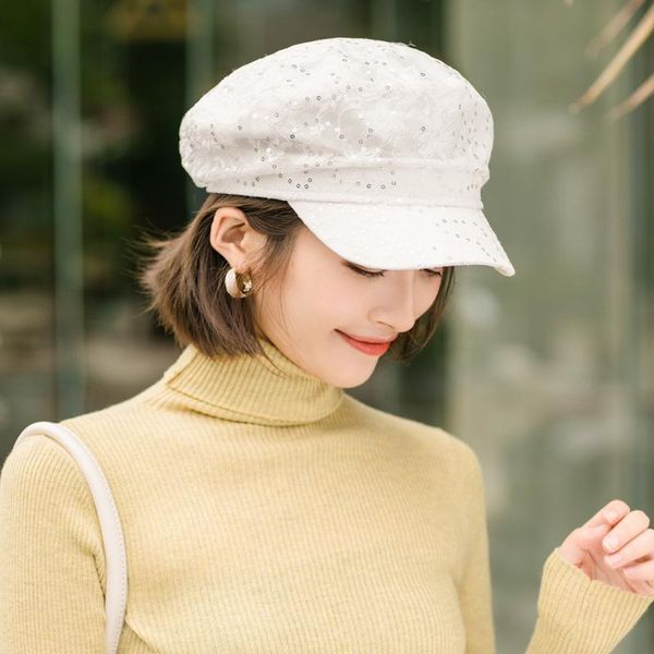stingy brim hats hat women's all-match sequined octagonal autumn and winter lace cap beret breathable small fresh, Blue;gray
stingy brim hats hat women's all-match sequined octagonal autumn and winter lace cap beret breathable small fresh, Blue;gray
