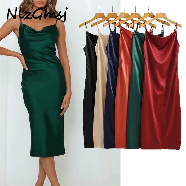 dress satin elegant solid slim mid-calf spaghetti strap party es high street spring summer 210628, Black;gray
dress satin elegant solid slim mid-calf spaghetti strap party es high street spring summer 210628, Black;gray