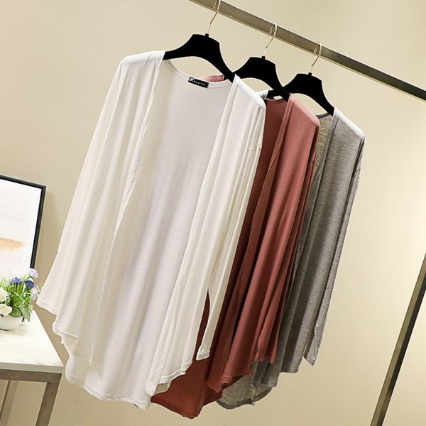 women's t shirt spring and summer korean leisure long sleeve round neck loose medium length large cardigan casual with sunscreen, White
women's t shirt spring and summer korean leisure long sleeve round neck loose medium length large cardigan casual with sunscreen, White