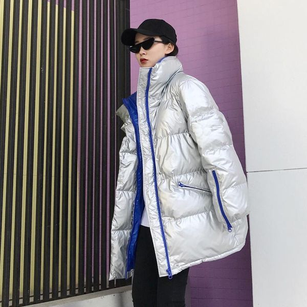women's trench coats fashion brand glossy fabric zipper stitching silver cotton female winter plus size oversized loose bread style coa, Tan;black
women's trench coats fashion brand glossy fabric zipper stitching silver cotton female winter plus size oversized loose bread style coa, Tan;black