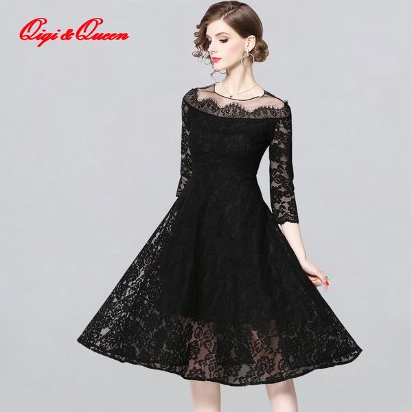 casual dresses qiqi&queen 2021 a-line lace dress fashion vintage black hollow out luxury elegant slim women's evening party, Black;gray
casual dresses qiqi&queen 2021 a-line lace dress fashion vintage black hollow out luxury elegant slim women's evening party, Black;gray