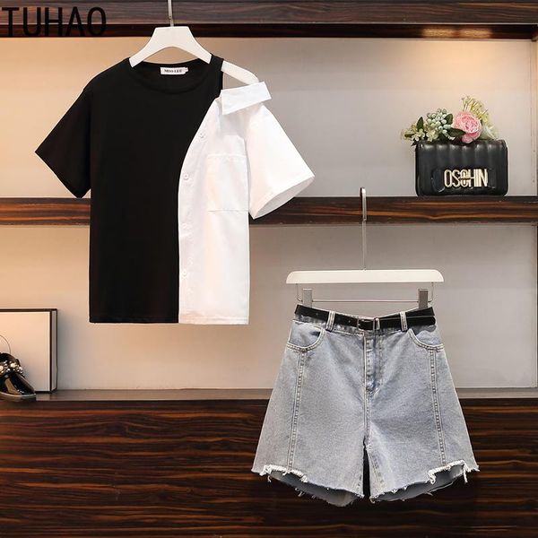 women's tracksuits tuhao women casual set plus size 4xl 3xl black white t shirt and jean shorts two piece sets for female summer suit c, Gray
women's tracksuits tuhao women casual set plus size 4xl 3xl black white t shirt and jean shorts two piece sets for female summer suit c, Gray