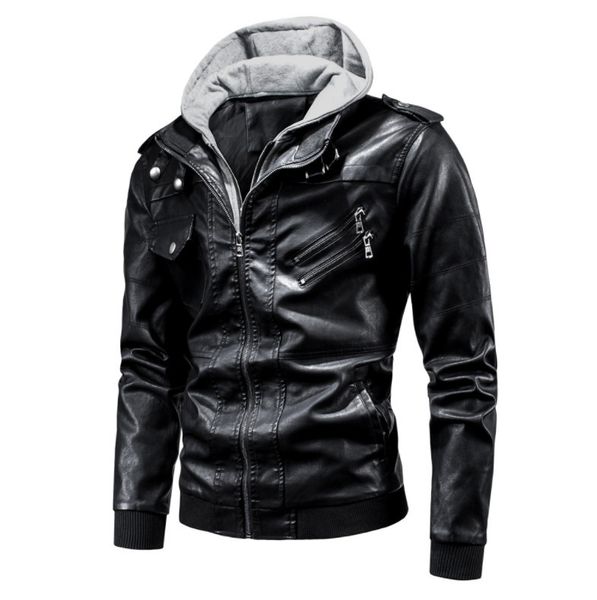 fashion leather spring and autumn thin men's detachable hooded pu coat large locomotive, Black
fashion leather spring and autumn thin men's detachable hooded pu coat large locomotive, Black