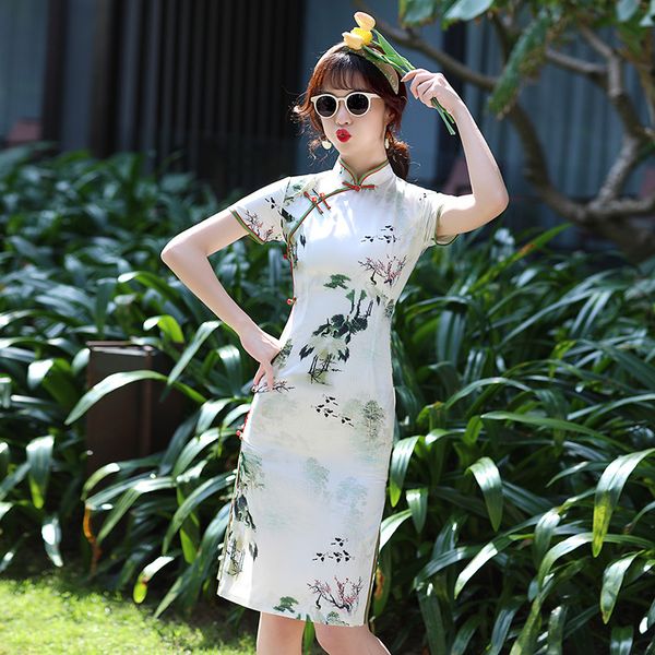 summer crane printe ice silk satin handmade button qipao traditional chinese women short sleeve dress daily cheongsam, Red
summer crane printe ice silk satin handmade button qipao traditional chinese women short sleeve dress daily cheongsam, Red