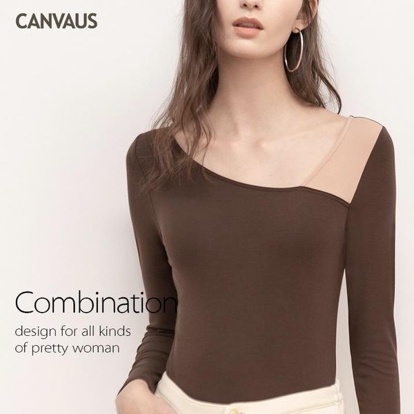 ladies t-shirt style inclined collar stitching tight-fitting fashion western european and american base shirt women's, White
ladies t-shirt style inclined collar stitching tight-fitting fashion western european and american base shirt women's, White