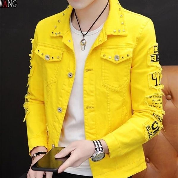 spring 2020 men denim jacket male korean version hole denim trend rivet jacket coat jean outerwear, Black;brown
spring 2020 men denim jacket male korean version hole denim trend rivet jacket coat jean outerwear, Black;brown