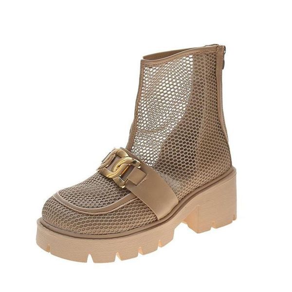 women summer boots fashion hollow mesh thick heel platform short round toe square high shoes cool, Black
women summer boots fashion hollow mesh thick heel platform short round toe square high shoes cool, Black
