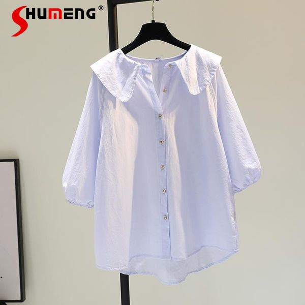 women's blouses & shirts 2021 summer female solid doll collar cotton linen shirt lantern sleeve fresh blusas fashion simple office lady, White
women's blouses & shirts 2021 summer female solid doll collar cotton linen shirt lantern sleeve fresh blusas fashion simple office lady, White