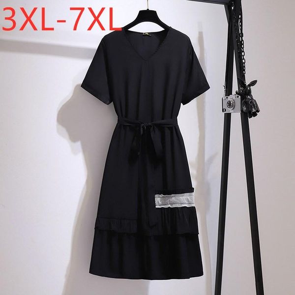 plus size dresses 2021 ladies summer midi dress for women large short sleeve elegant black ruffle belt v-neck 4xl 5xl 6xl 7xl
plus size dresses 2021 ladies summer midi dress for women large short sleeve elegant black ruffle belt v-neck 4xl 5xl 6xl 7xl