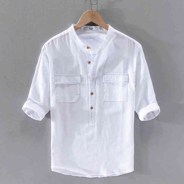 men's t-shirts summer cotton and linen half-sleeved stand collar white casual fashion solid shirts for men pocket shirt mens klng, White;black
men's t-shirts summer cotton and linen half-sleeved stand collar white casual fashion solid shirts for men pocket shirt mens klng, White;black