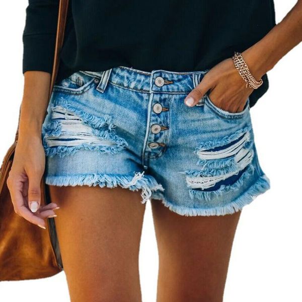 hole tassel denim shorts casual jeans fashion button ripped pantswomen summer women's, Blue
hole tassel denim shorts casual jeans fashion button ripped pantswomen summer women's, Blue