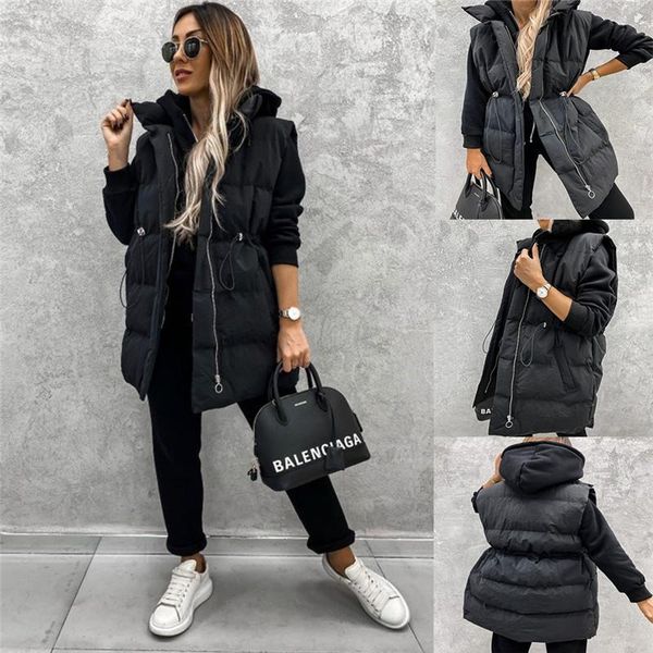 women's vests autumn winter cotton vest jacket female solid color sleeveless outer wear loose pocket zipper hooded women lr1838, Black;white
women's vests autumn winter cotton vest jacket female solid color sleeveless outer wear loose pocket zipper hooded women lr1838, Black;white