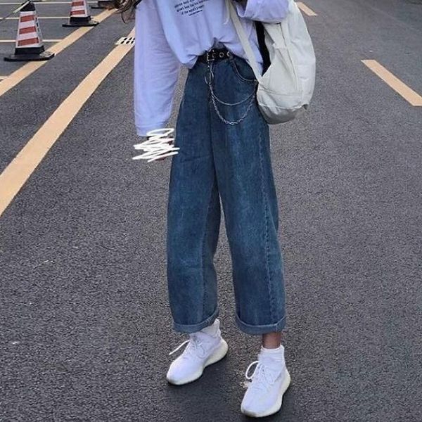 women's jeans woman pants loose high waist straight for women pantalones vaqueros mujer, Blue
women's jeans woman pants loose high waist straight for women pantalones vaqueros mujer, Blue
