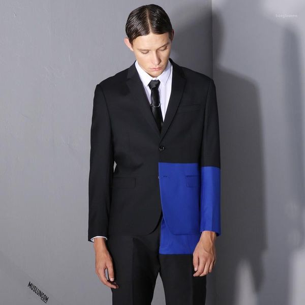 men's suits & blazers 2021 clothing gd hair stylist catwalk fashion blue patchwork casual suit coat singer costumes, White;black
men's suits & blazers 2021 clothing gd hair stylist catwalk fashion blue patchwork casual suit coat singer costumes, White;black