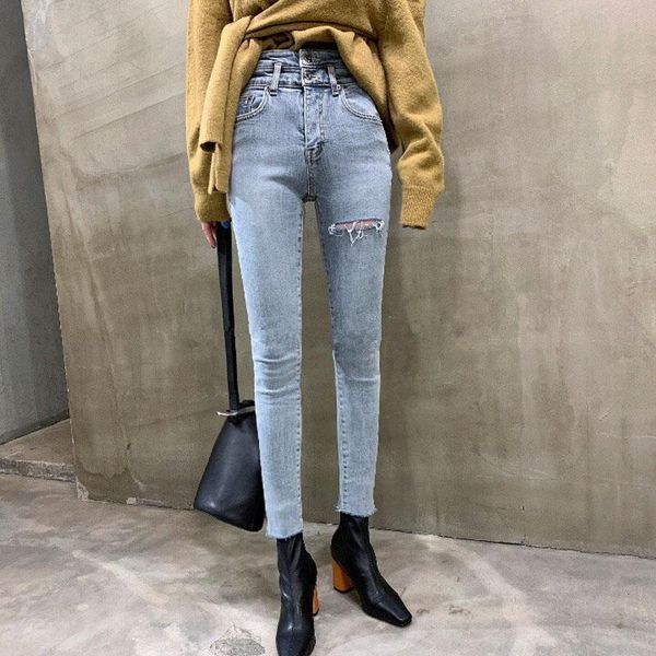 women's jeans ripped women denim spring high waist stretched elastic femme fringe hem skinny female trousers all-match zoab, Blue
women's jeans ripped women denim spring high waist stretched elastic femme fringe hem skinny female trousers all-match zoab, Blue