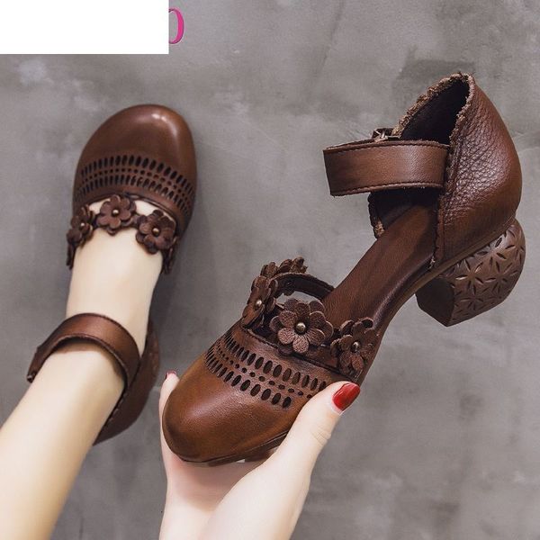 sandals genuine leather women summer shoes 5cm high heels retro handmade hollow out sandal yfct, Black
sandals genuine leather women summer shoes 5cm high heels retro handmade hollow out sandal yfct, Black