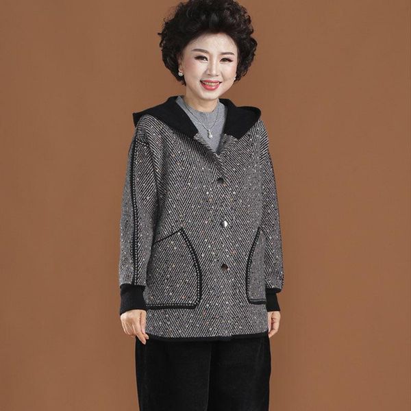 women's jackets mother spring hooded knitted cardigan jacket 2021 autumn middle-aged women short large size western thin sweater coata3, Black;brown
women's jackets mother spring hooded knitted cardigan jacket 2021 autumn middle-aged women short large size western thin sweater coata3, Black;brown